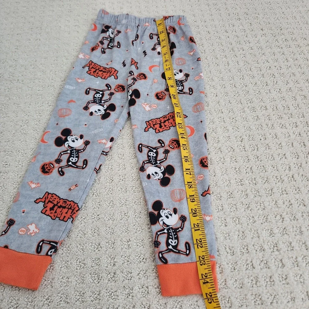 Disney Mickey Mouse Halloween Skeleton Pajama Pants Gray Orange Kids Size 6